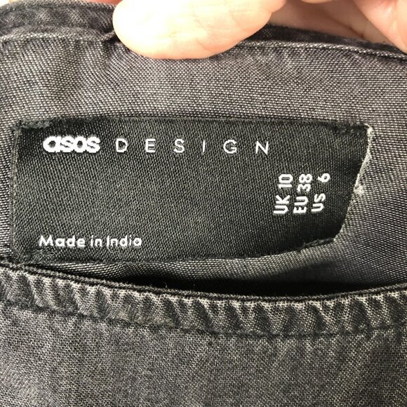 ASOS DESIGN Dress Women 6 Square Neck Puff Sleeve Babydoll Tie Back Fit Flare - Picture 6 of 6